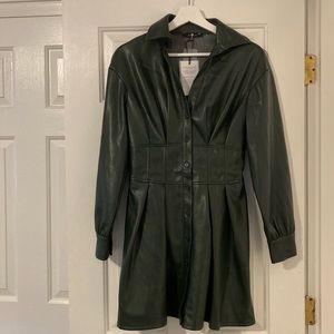 NWT 7 For All Mankind Women's Green Faux Leather Dress